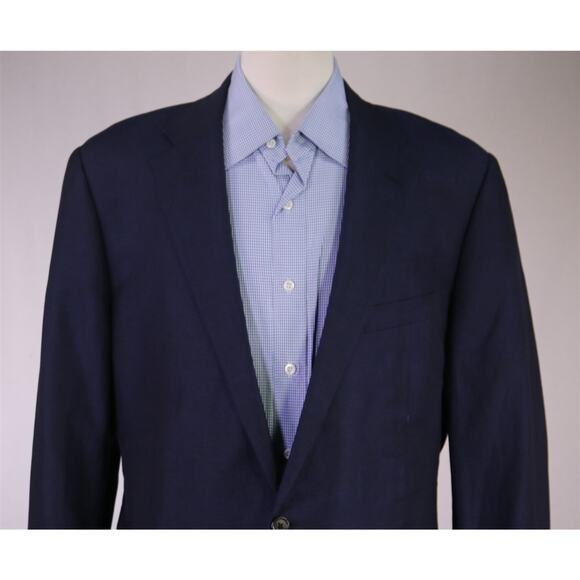 Hickey-Freeman Custom Navy Blue Wool Silk Sportcoat Blazer 46XL - Picture 3 of 9